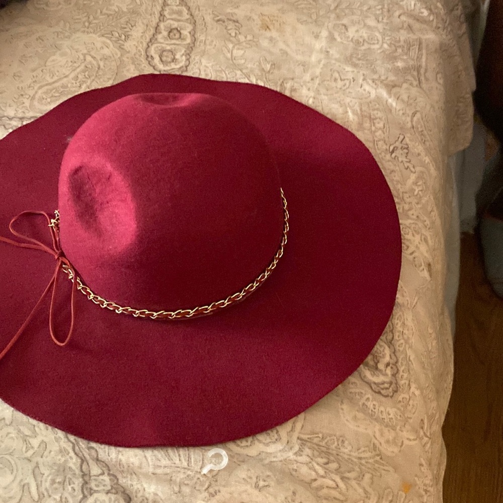 Red felt floppy hat